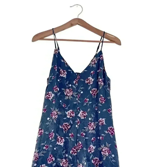 Honey Belle Grey and Pink Floral Satin Jumpsuit Women's Size M - Picture 2 of 9